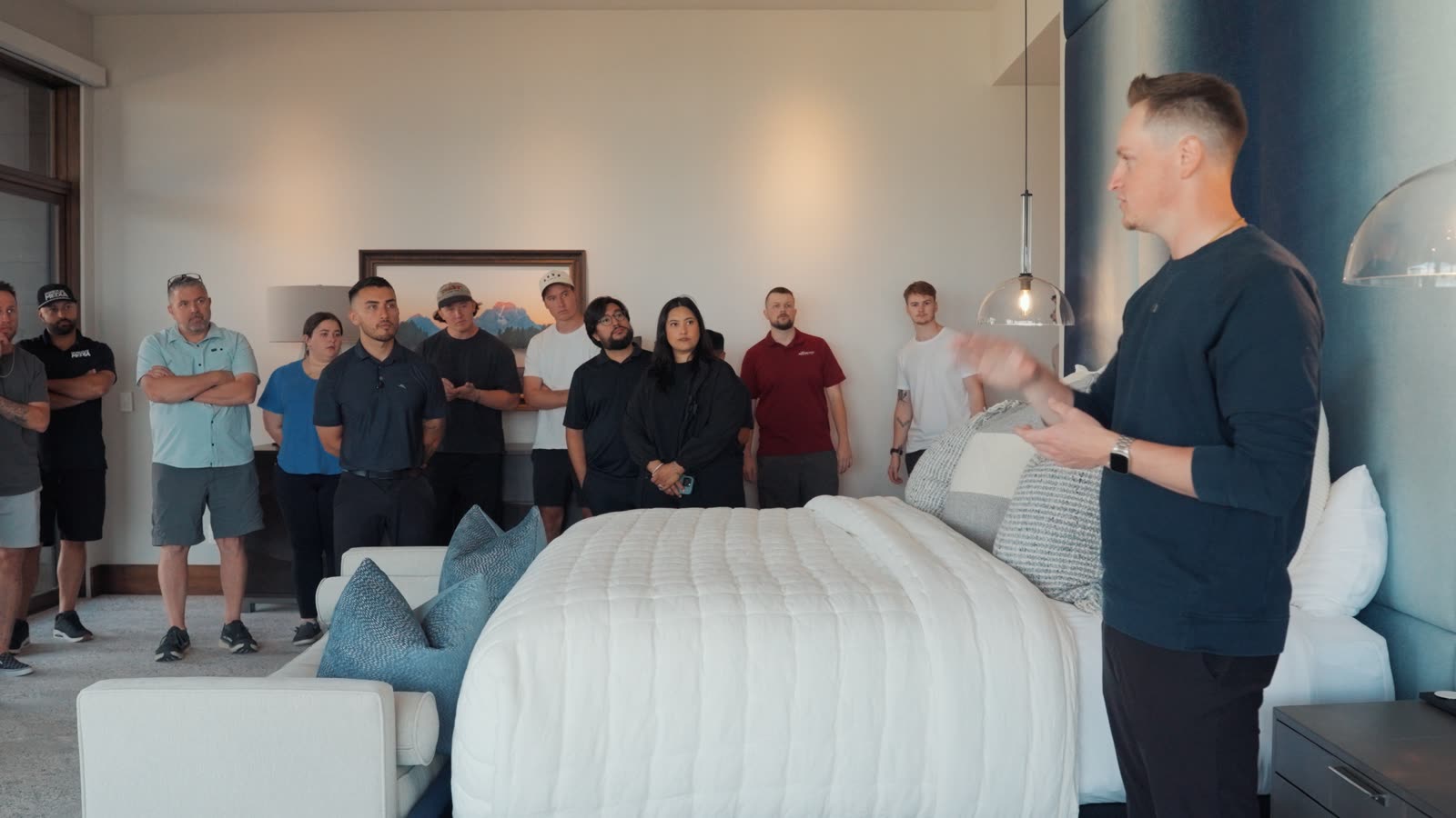 JT teaching a group of videographers inside a listing